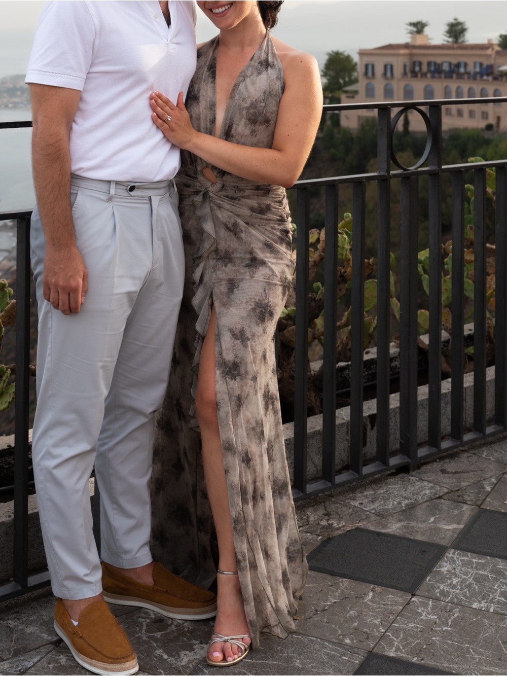 Peppermayo Taupe Backless Halter Maxi Dress